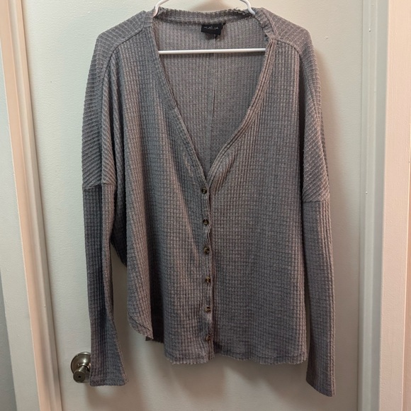 Urban Outfitters Tops - Urban Outfitters Out From Under Oversized Waffle Knit Thermal Button Cardigan